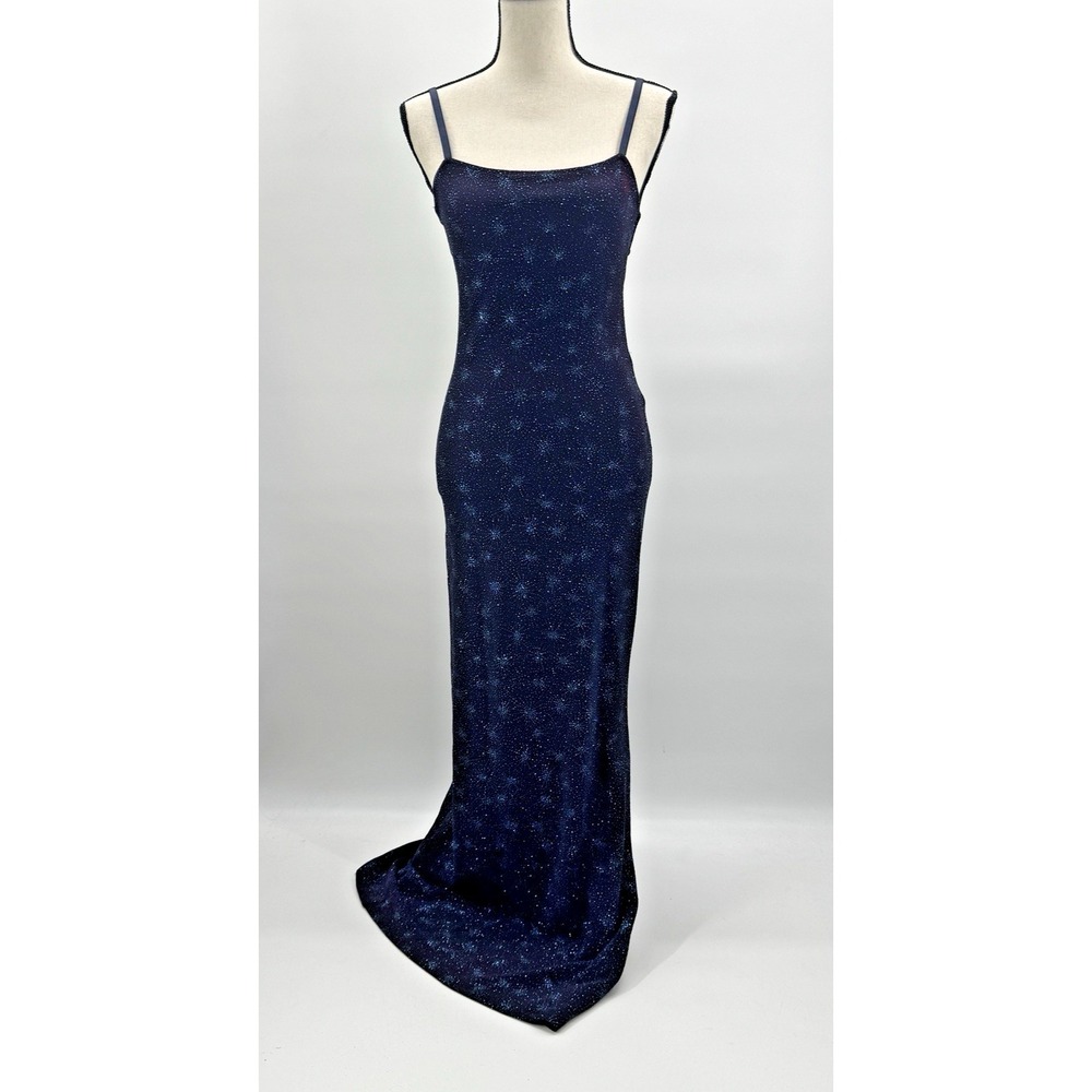 VTG Y2K Whimsigoth City Triangles Celestial Maxi Dress Medium Stretch Hoco Rush